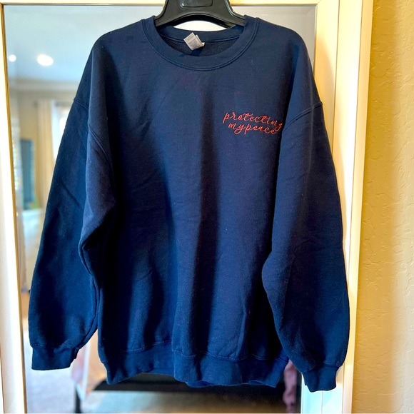 Gildan Protecting My Peace Blue Crewneck Sweatshirt - Picture 1 of 9